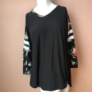 Floral long sleeve hooded shirt